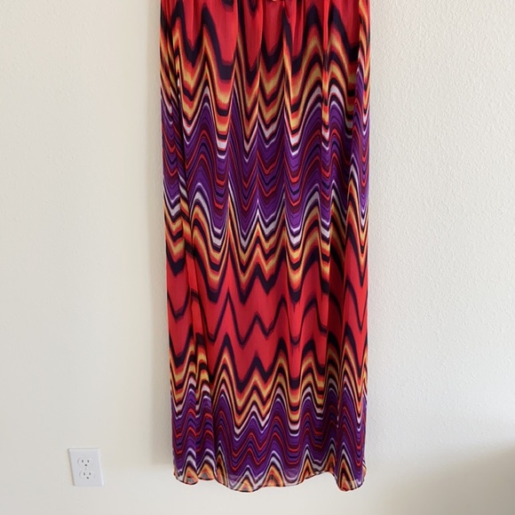 Bisou Bisou Neck Tie Multi Color Long Dress - Picture 2 of 8